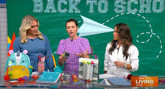 Kerri helping New York Living's Marysol Castro overcome her fear of crafting, Back to School style!
